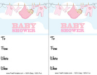 Baby Shower Pink Clothesline Invitation