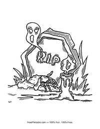 Halloween Coloring Page Creepy Grave