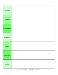 Vertical Perpetual Weekly Monday Calendar Color