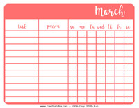 March Chore Chart