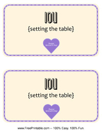 Mother's Day IOU Set Table