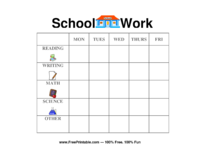 School Work Chore Chart
