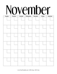 Professional November Perpetual Calendar