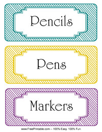 Striped Classroom Labels Pens
