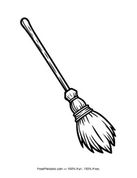 Halloween Coloring Page Witch Broom