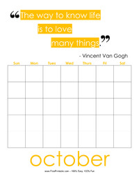 Perpetual October Quote Calendar 