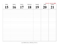 2025 Weekly Calendar 25