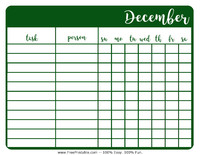 December Chore Chart