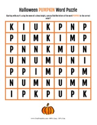Halloween Pumpkin Word Puzzle