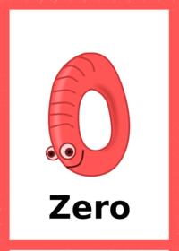Number Zero Creature Flash Card
