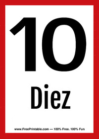 Spanish Flash Card Diez