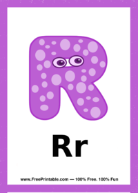 Letter R Creature Flash Card