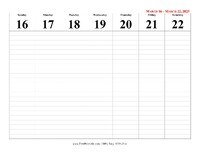 2025 Weekly Calendar 12