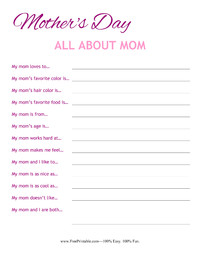 Mother's Day All About Mom