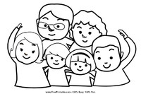 Dad with Family Coloring Page