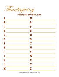Thanksgiving Gratitude Alphabet Game