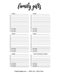 Family Gifts Tracker