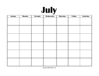 Perpetual July Calendar Color