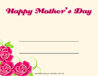 Happy Mother's Day Roses Certificate