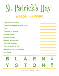 St. Patrick's Day Word in a Word Blarney Stone