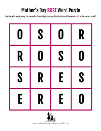 Mother's Day Rose Word Puzzle