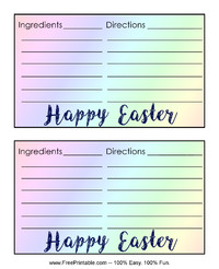 Pastel Happy Easter Recipe Card