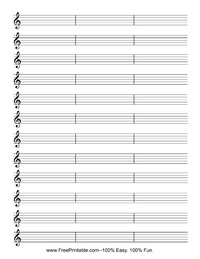 Blank Sheet Music Treble Clef with Measures