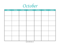 Perpetual October Calendar Color