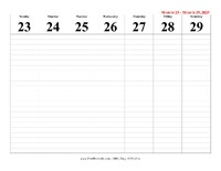 2025 Weekly Calendar 13