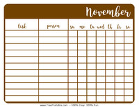 November Chore Chart