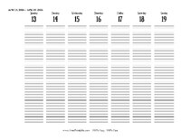 2026 Weekly Calendar 16