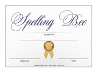 Blue Spelling Bee Certificate