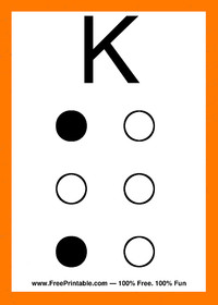 Braille Flash Card K