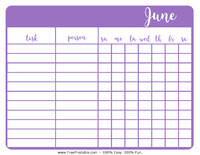 June Chore Chart