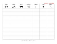 2025 Weekly Calendar 18