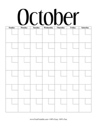 Professional October Perpetual Calendar