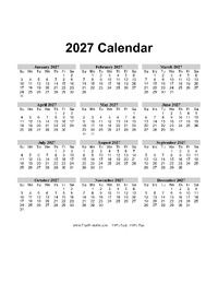 2027 Calendar Vertical