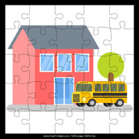 School Bus and Schoolhouse Puzzle