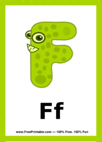 Letter F Creature Flash Card