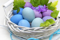 Basket Of Pastel Easter Eggs