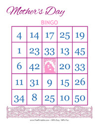 Mother's Day Bingo Card 1