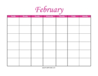 Perpetual February Calendar Color