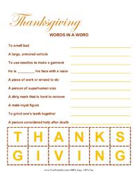 Thanksgiving Word in a Word