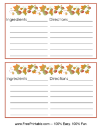 Fall Leaves Recipe Card