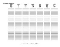 2026 Weekly Calendar 17