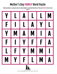Mother's Day Family Word Puzzle