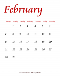 February 2016 Portrait Calendar