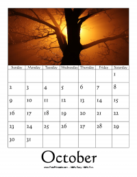 October 2016 Photo Calendar