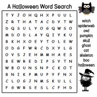 A Halloween Word Search with the Witch and the Owl