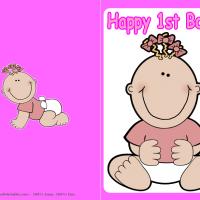 Baby Girl First Birthday Card